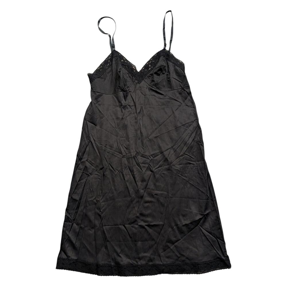 50s/60s Women's Vanity Fair Black Lace-trimmed Slip